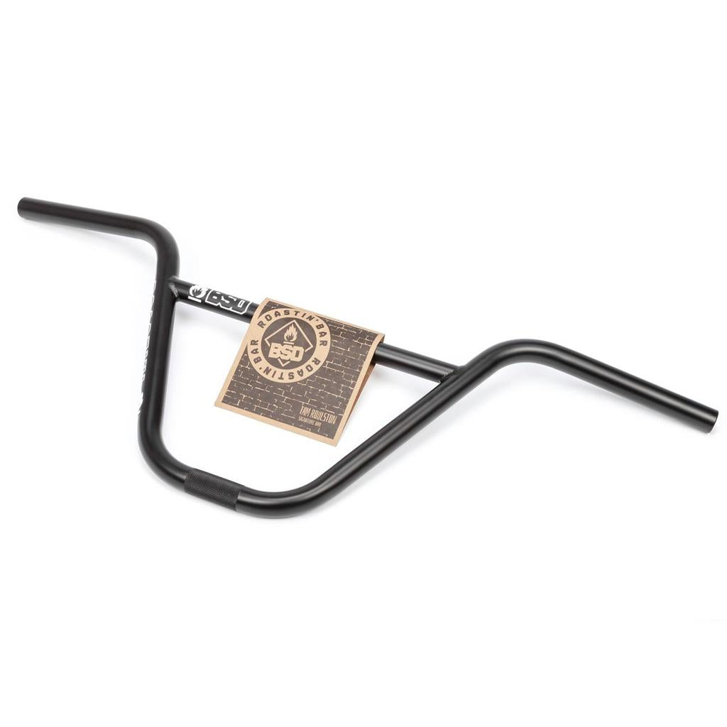 The BSD Roastin Bars (Tam Roulston) are black chromoly BMX handlebars featuring BSD branding and a logo sticker, shown on a white background.