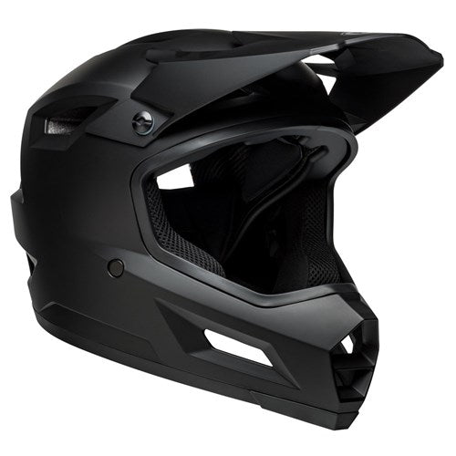 A Bell Sanction 2 Matte Black helmet with enhanced airflow protection on a white background.