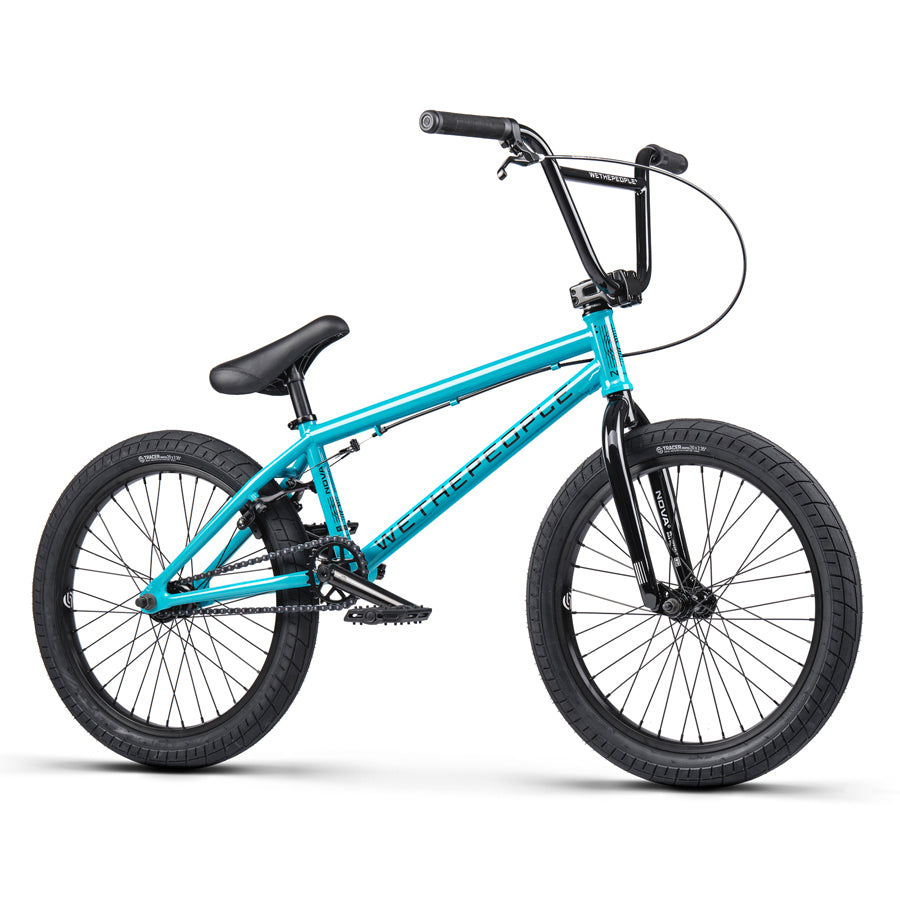 The Wethepeople Nova 20 Inch BMX Bike from the Nova range, stands out with its vibrant blue color against a clean white background.