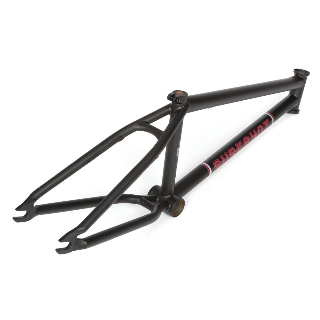 The BSD Sureshot Frame features ramp-inspired geometry, a matte black finish, and "DUBCUNT" in red and white on the down tube, shown against a white background.