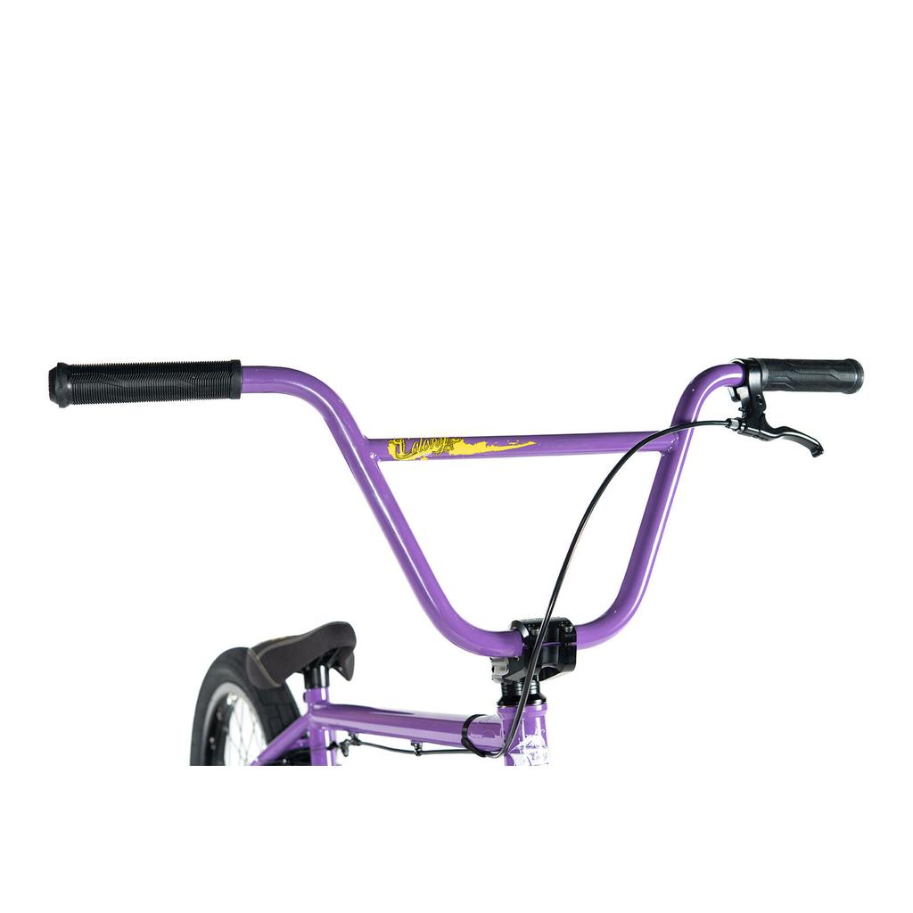 Add style to your Colony Endeavour Bike with these purple BMX handlebars featuring black grips and a brake lever, photographed on a white background—ideal for an upgrade.