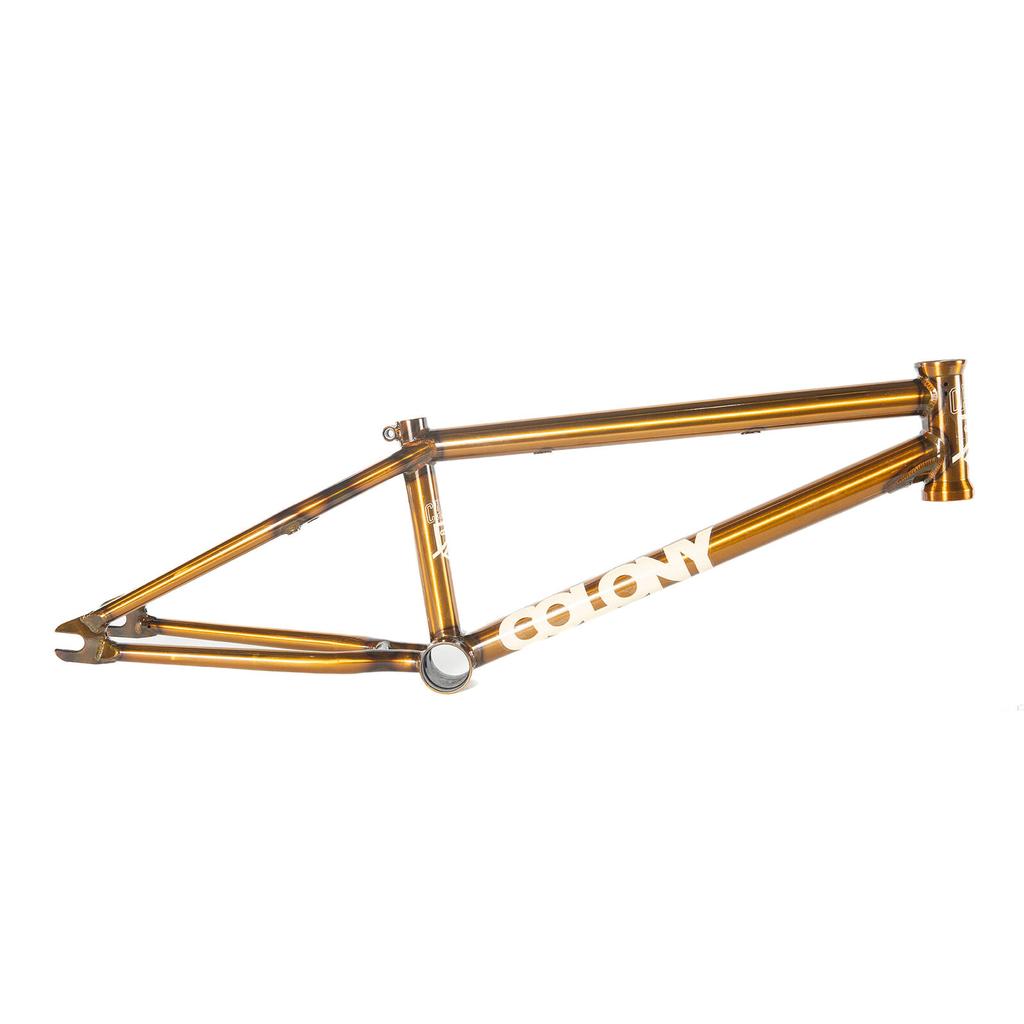 Metallic bronze Colony Cadet 18 Inch Frame featuring white branding on the down tube.