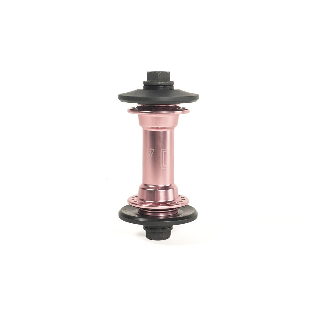 A Colony Wasp Hub Set in Rose Gold with black axle bolts and flanges, high performance sealed bearings, is photographed against a plain white background.