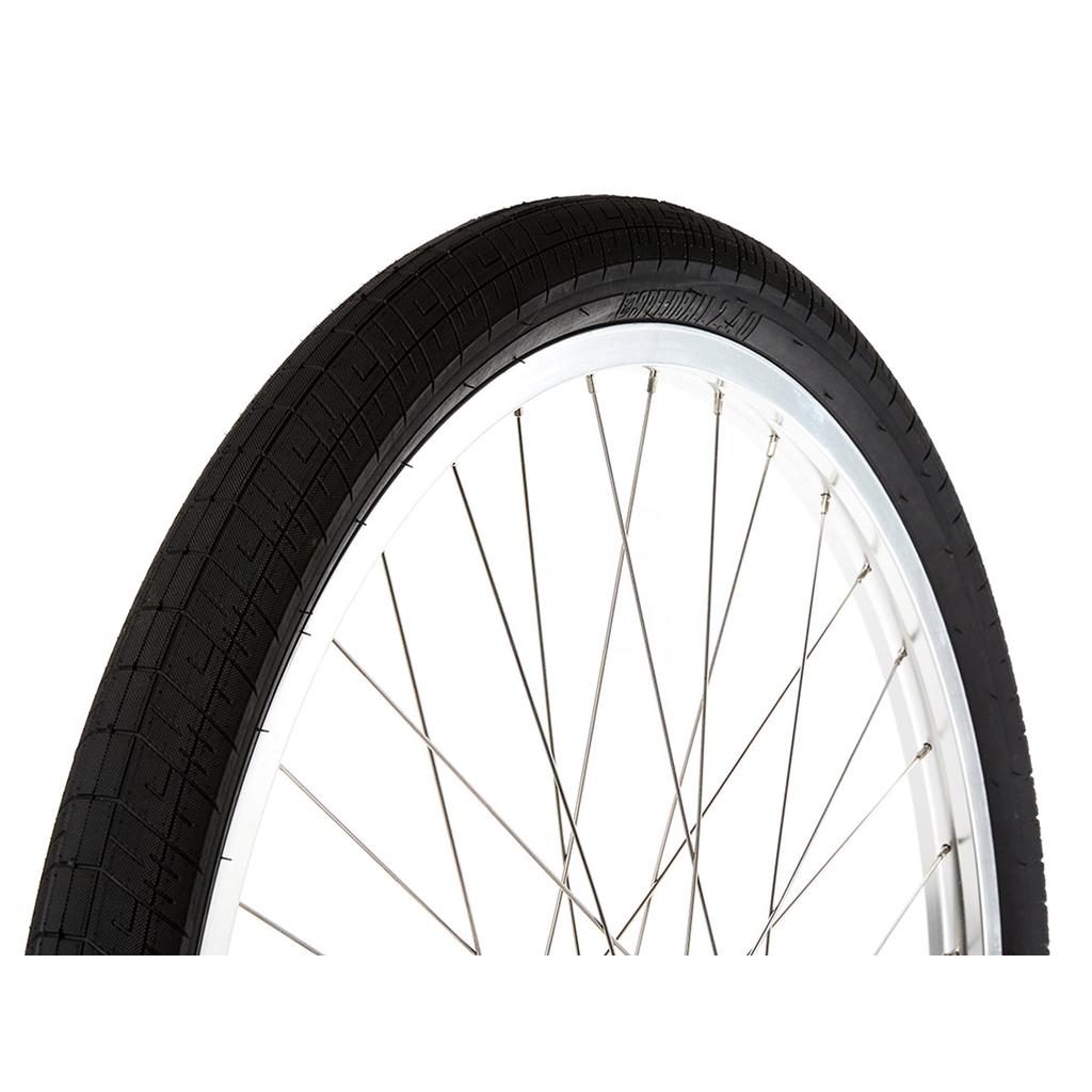 A close-up of the S&M Covid 26 Inch Wheel Set, featuring black tires, silver spokes, and double wall rims, shown against a plain white background.