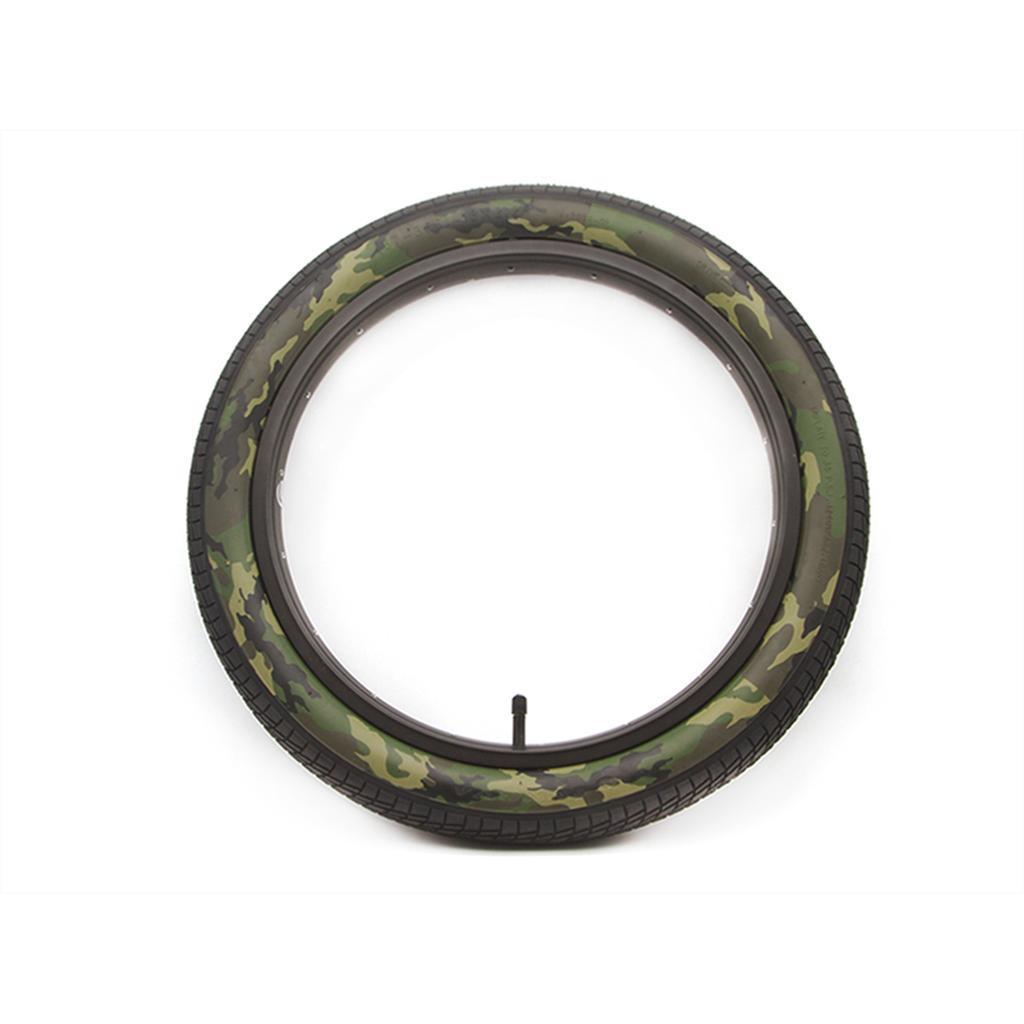 The DRS Arrow 18 Inch Tyre, featuring a green camouflage pattern, is displayed against a white background.