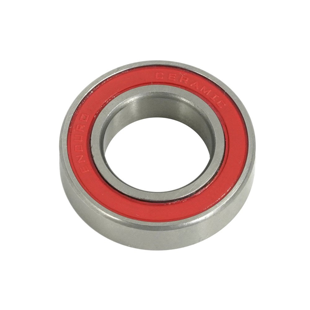 Enduro A5 LLB Ceramic Hybrid Radial Sealed Bearing (each) with red seal and metal outer ring featuring Silicon-Nitride Ceramic balls.