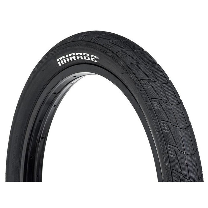 Bicycle tire with "Eclat Mirage Folding Tyre" brand name on the sidewall, displayed against a white background.