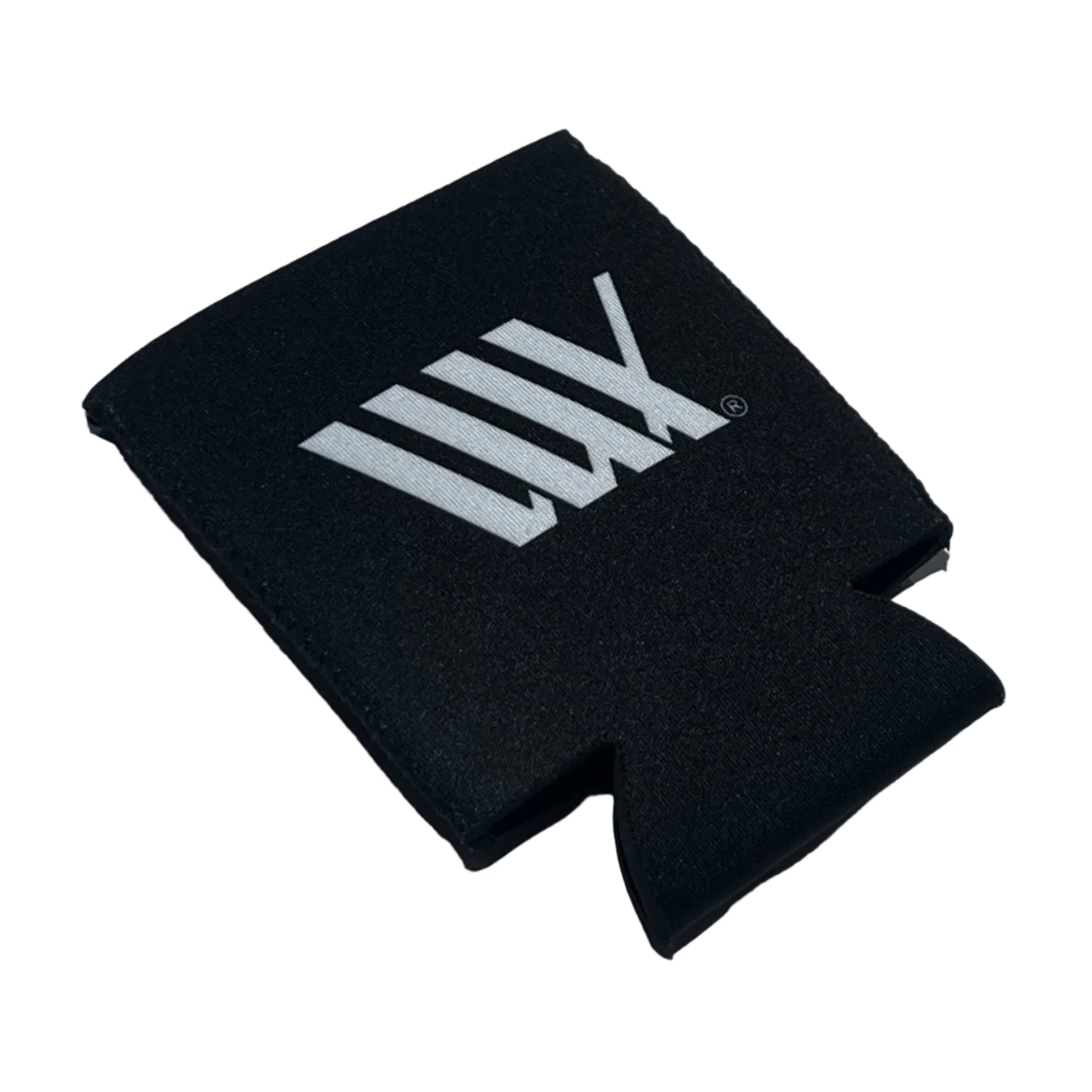 The LUXBMX Stubby Cooler / Fast As F-LUX is a black drink insulator featuring a white tally mark logo on the front, displayed on a white background. It keeps your beverage cold and your hands dry in style.