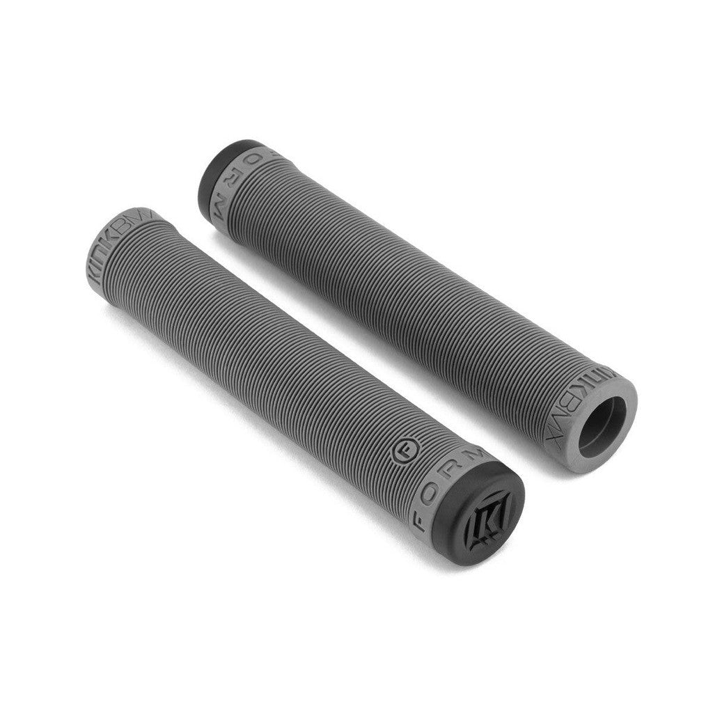 A pair of ultra-comfortable grey Kink Form grips on a white background.