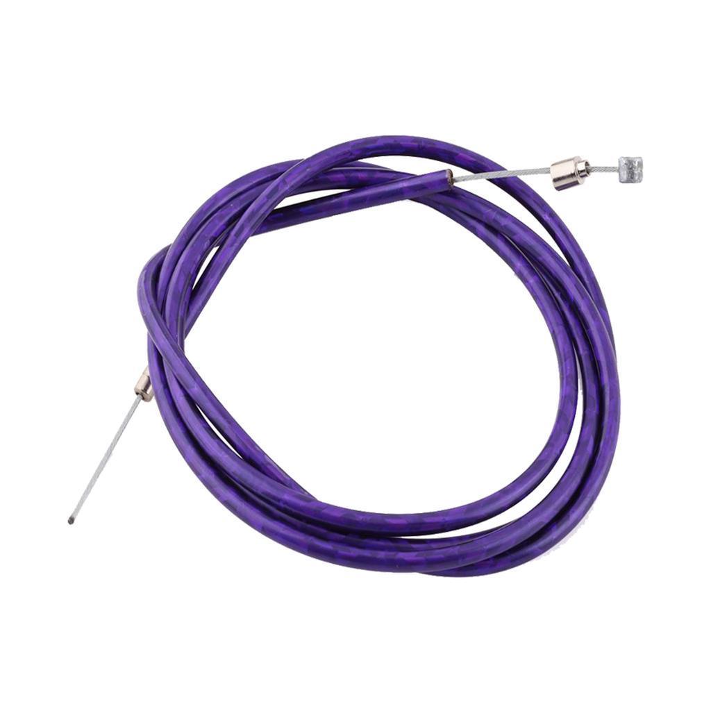 The MCS Lightning Brake Cable is a coiled purple housing compatible with Dia-Compe and Shimano systems, featuring exposed inner cable ends, shown on a white background.
