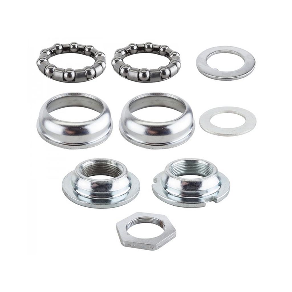 The MCS USA BB Set (One Piece Cranks) includes ball bearing retainers, bearing cups, locknuts, and washers—perfect for old school BMX builds with 24TPI threads or one piece bottom bracket setups.