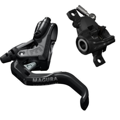 A pair of Magura MT4 1-finger HC Post Mount Disc Brake Kits and HC calipers on a white background.