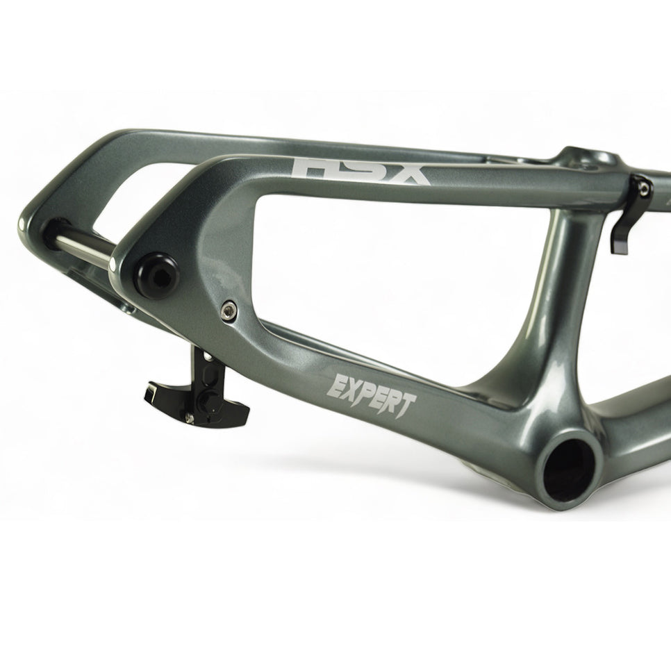 A grey Meybo 2024 Carbon HSX Pro XXL Frame design with the word aft on it.