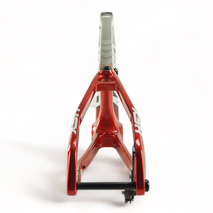 A red Meybo 2024 Carbon HSX Pro Cruiser Frame on a white background.