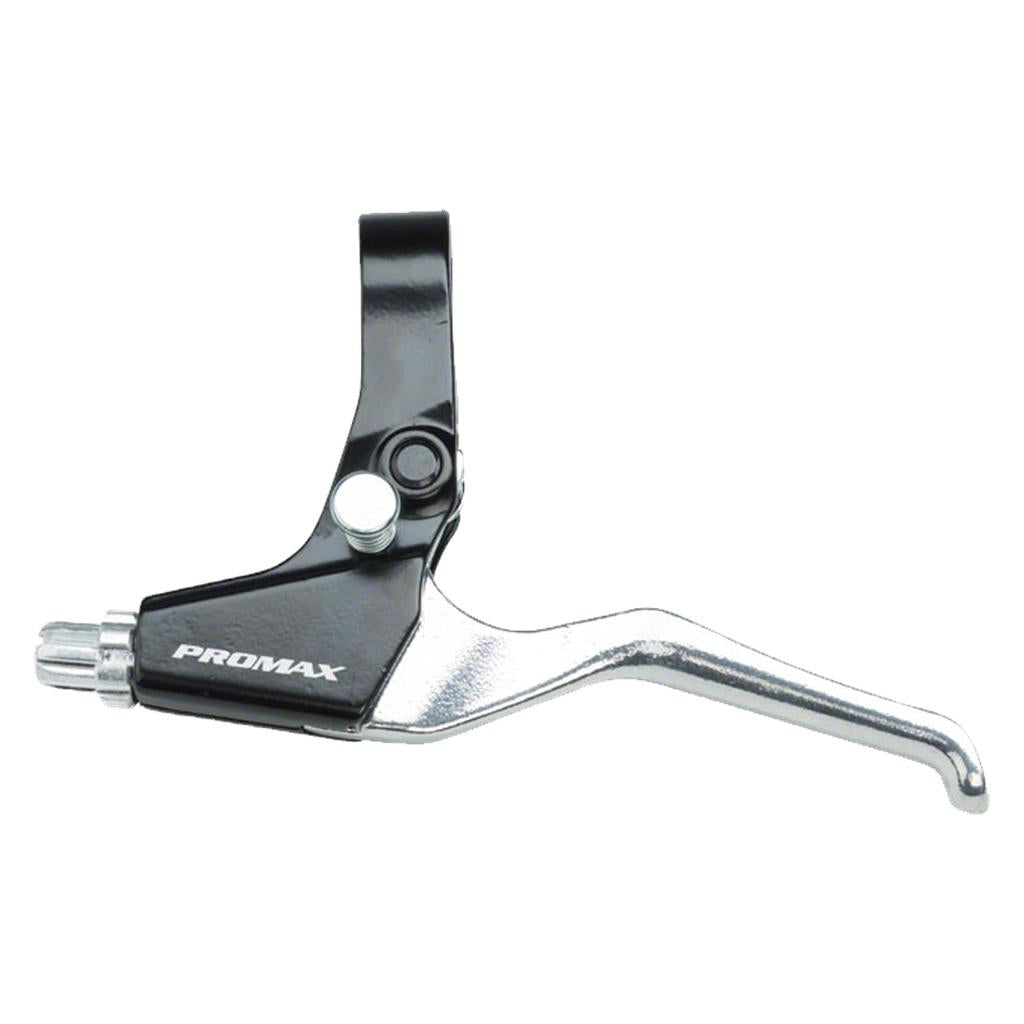 A Promax 46K U Brake Lever (Each) in silver and black with "PROMAX" on the side, designed for trike parking brake use, is displayed against a plain white background.