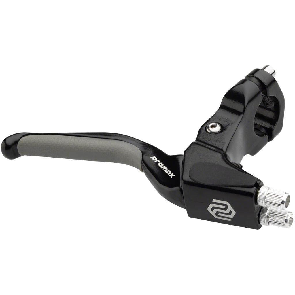 A Promax BL-47 V Brake Lever in black and gray with the Promax logo, designed for linear pull brakes, is displayed against a plain white background.