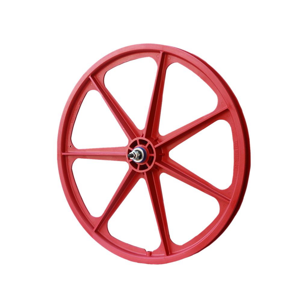 The SKYWAY TUFF II 24" Rear Wheel features a red, eight-spoke composite nylon design with a metal hub, shown against a plain white background.