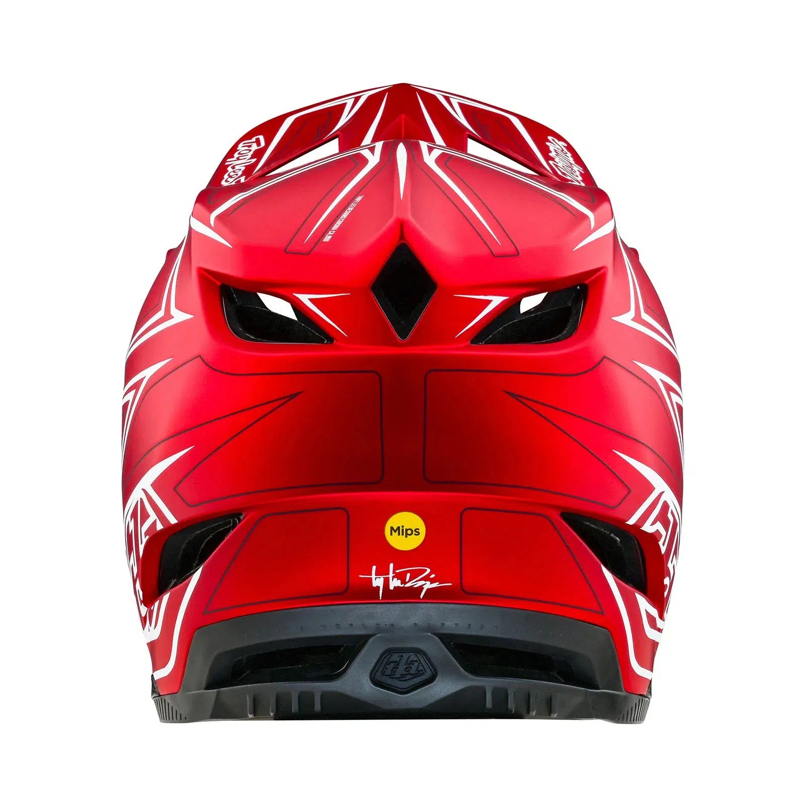 A TLD D4 AS Composite Helmet W/MIPS Pinned Red with MIPS C2 protection system on a white background.