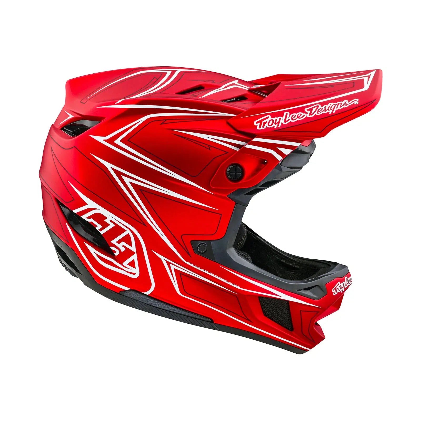 A TLD D4 AS Composite Helmet W/MIPS Pinned Red with Mips C2 protection system on a white background.