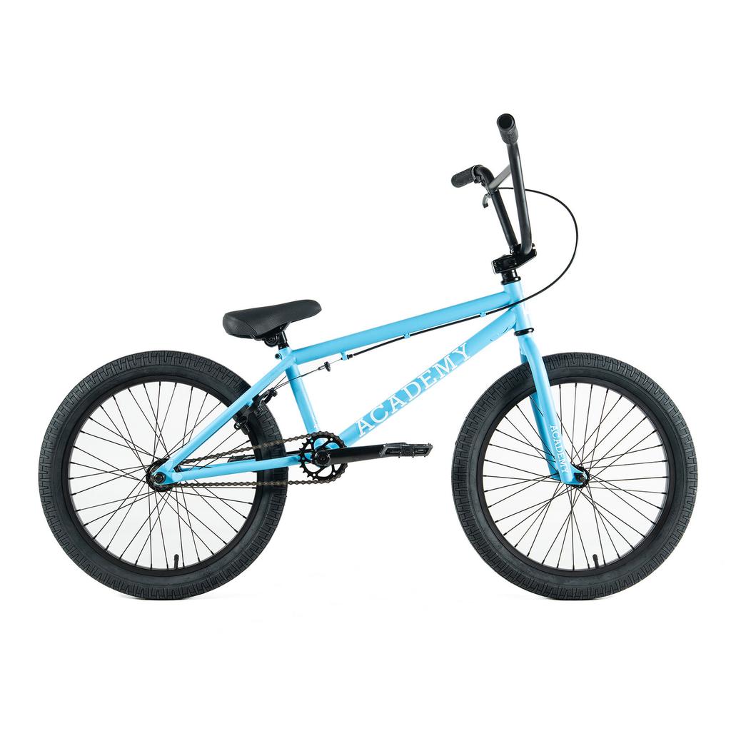 The Academy Trooper 20 Inch Bike features a blue frame with black wheels, pedals, and handlebars, shown from the side on a white background—ideal for fans of the Academy Trooper series.