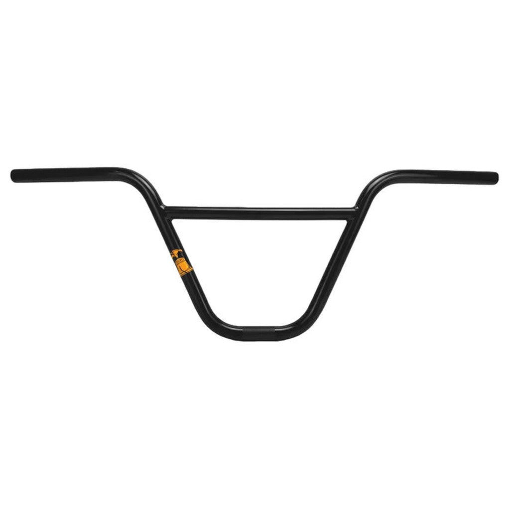 Animal Liberty black BMX handlebars with a center label, isolated on a white background.