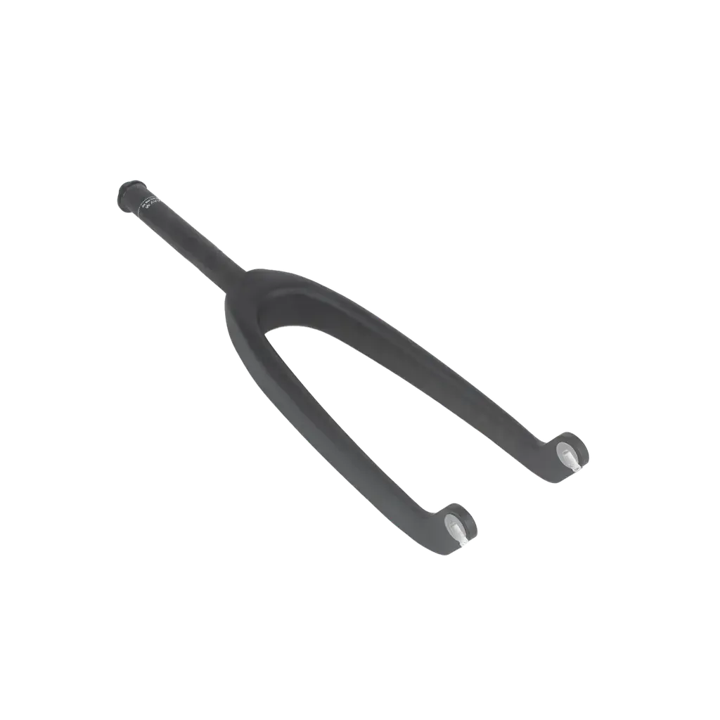 The Avian Versus Pro 20 Inch 10mm Carbon Fork features a black composite construction, straight steerer tube, and dropouts on both ends, shown isolated on a white background.