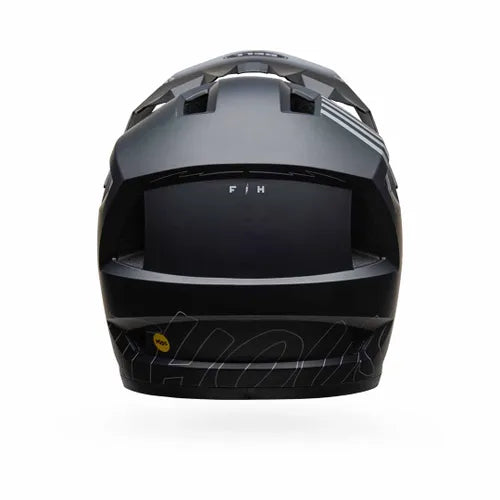 Rear view of the Bell Sanction 2 DLX MIPS Fast House helmet in matte black, lightweight with vents and subtle branding.