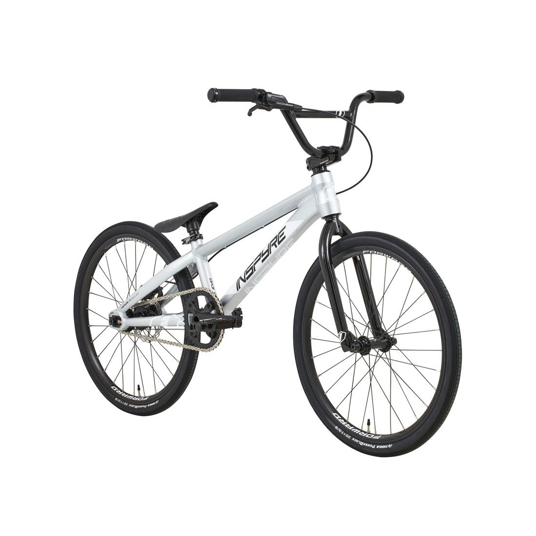 The Inspyre Evo Disc Expert Bike 2026, featuring a silver frame with black handlebars, seat, and tires, is displayed against a white background.