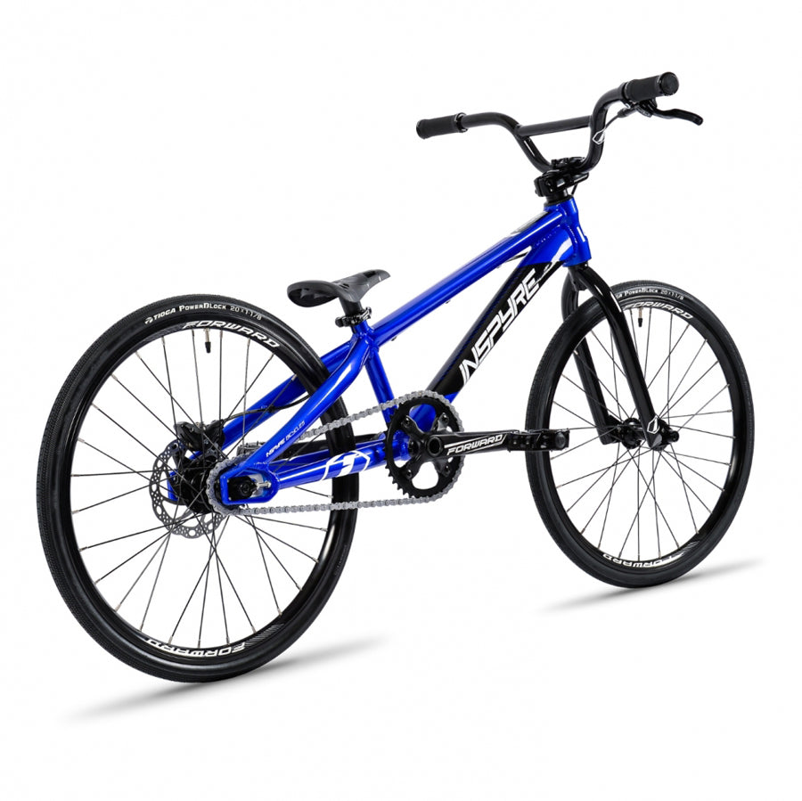An Inspyre Evo Disc Junior Bike with a blue hydroformed 6061 aluminium frame on a white background.
