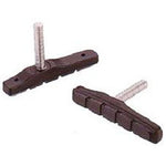 A pair of Cantilever Brake Shoes 72mm Post, featuring two black brake shoes with strong alloy posts and metal stems, showcased against a plain white background.