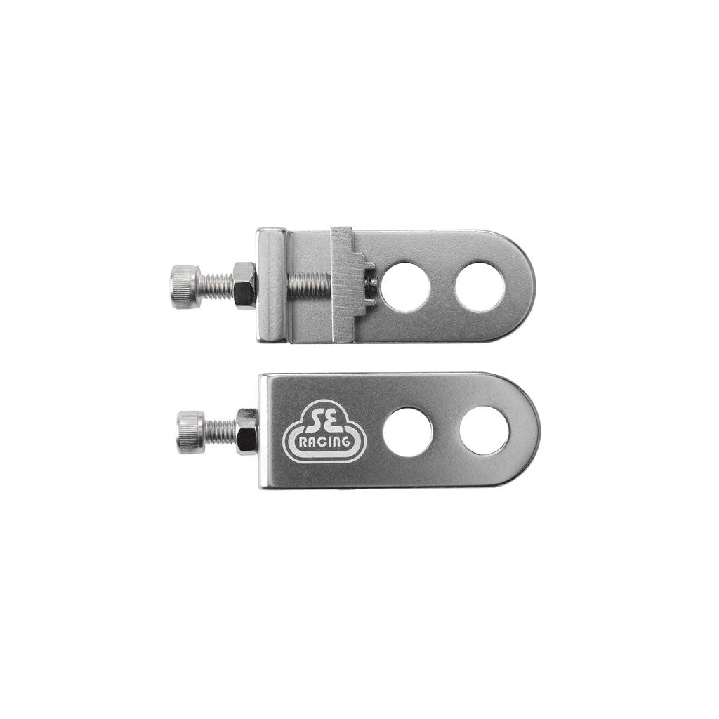 Two stainless steel brackets with SE LOCKIT CHAIN TENSIONERS on a white background.
