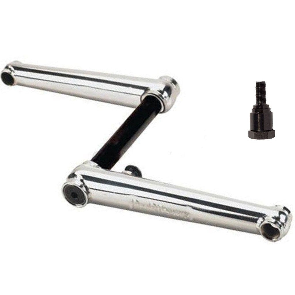 A pair of chrome handlebars and a black screw. These sleek handlebars are perfect for biking enthusiasts, especially those using Profile Racing components. Pair them with Profile Race Cranks and the 19