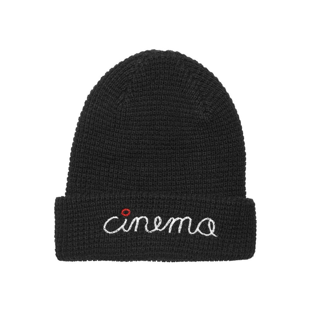 Cinema Stitch Script Waffle Beanie / Black