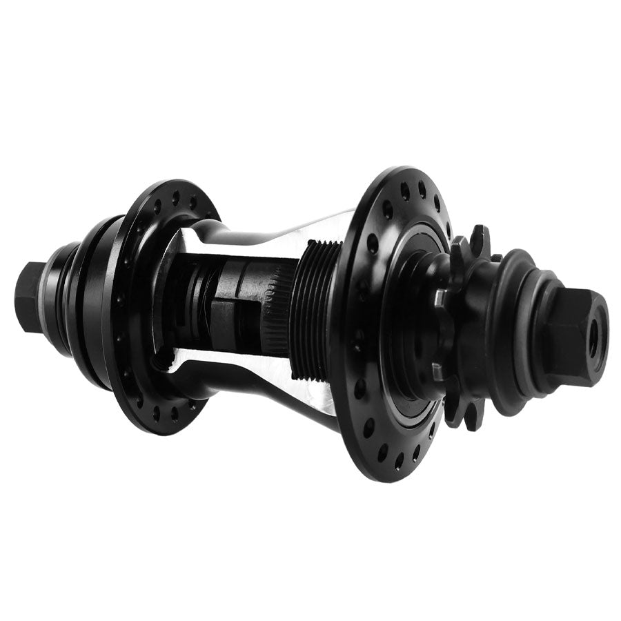 Odyssey Clutch Pro Rear Freecoaster Hub with tool-free slack adjustment isolated on a white background.