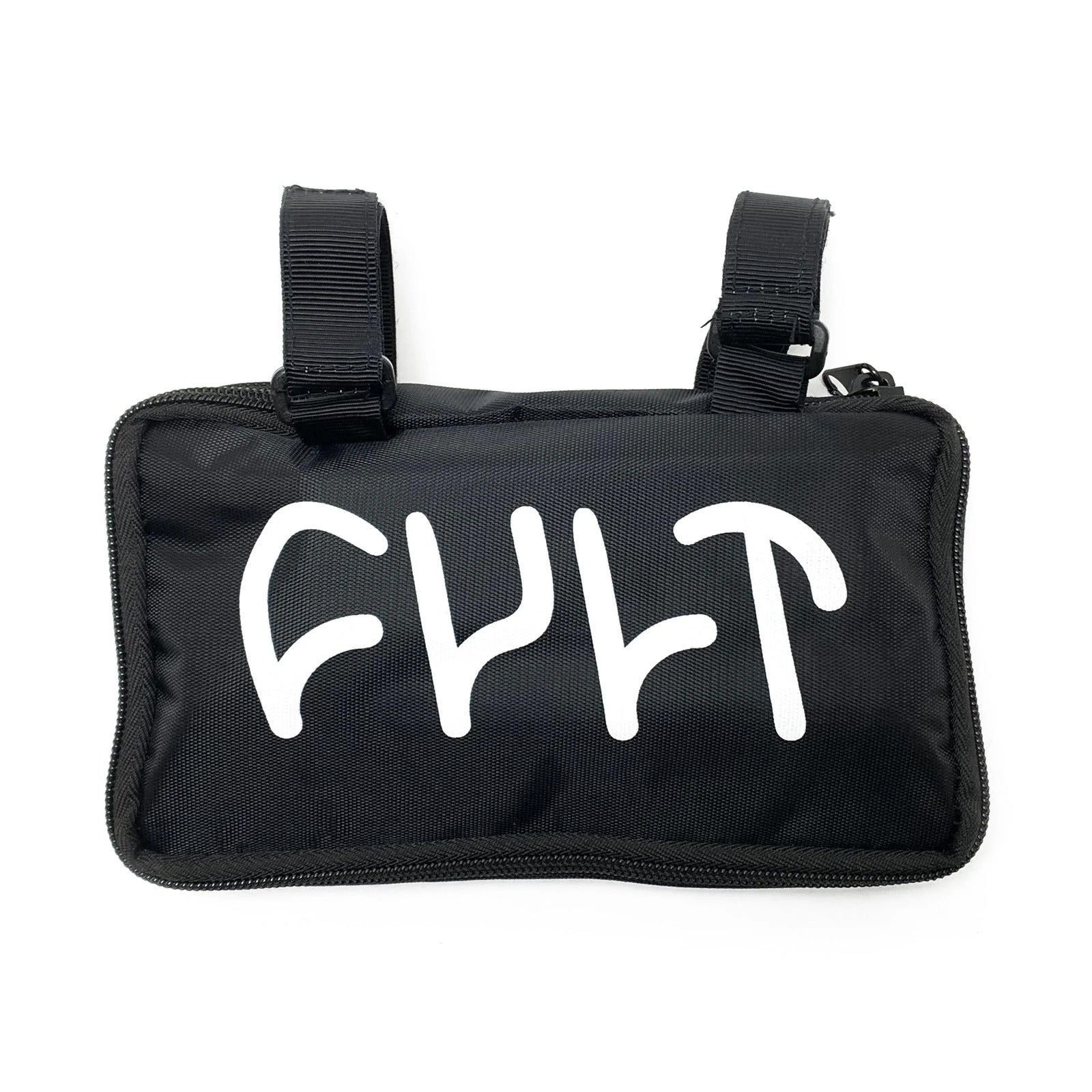 The Cult Deluxe Tool & Pump Kit is a black zippered pouch with two straps and "CULT" in bold white letters—ideal for carrying your bike pump kit or portable repair tools.