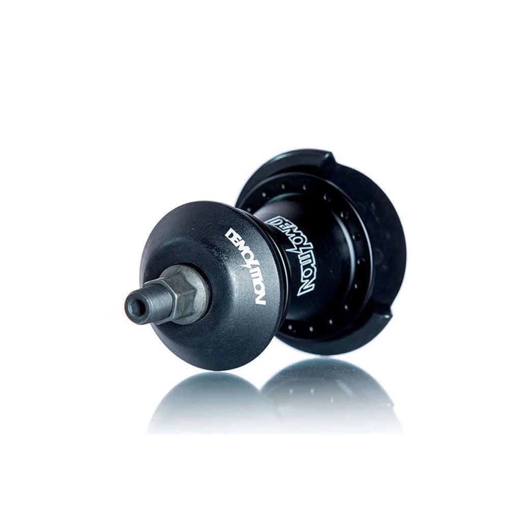 The Demolition BMX hub guard is a lightweight aluminum accessory in black, complete with a bolt, crafted specifically for the Whistler Pro Cassette Hub.