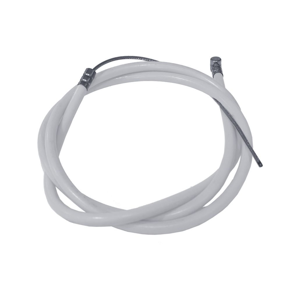 A white hose with a DRS OEM Slick Brake Cable attached to it.