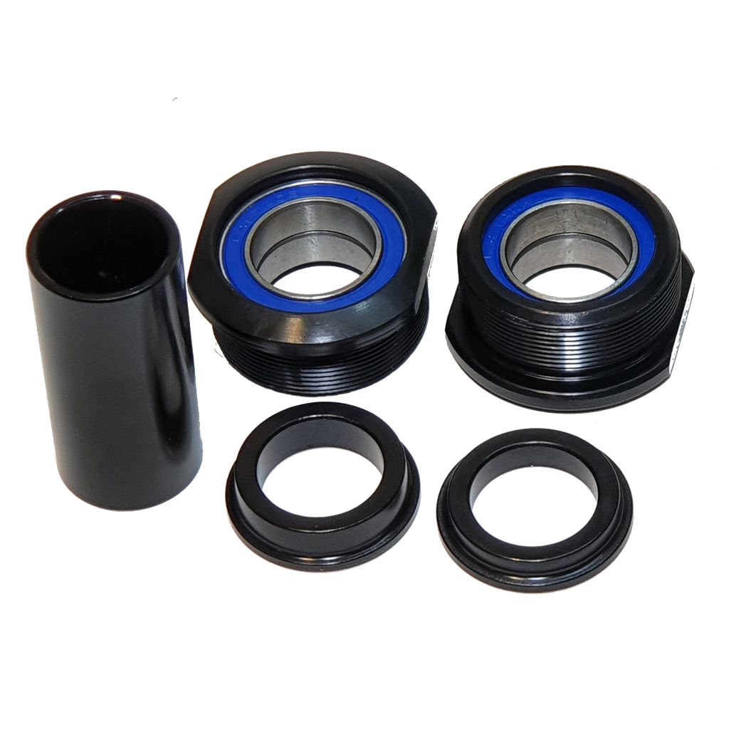 A set of black and blue **DRS Euro Bottom Bracket** bearings for a bicycle.