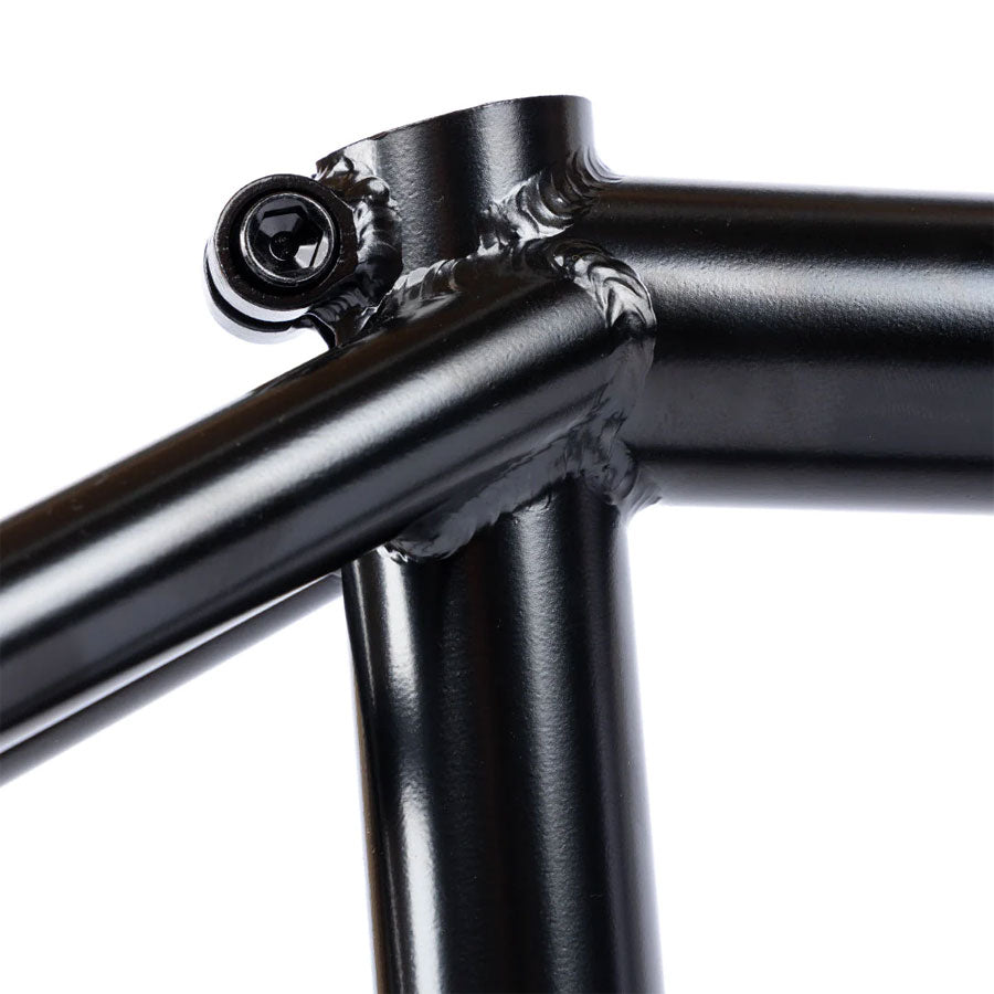 A close up of a black Federal Dub Chiller Frame bicycle frame.