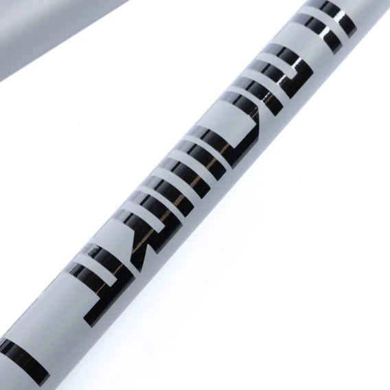 Close-up of a gray Federal Bruno ICS2 BMX frame, constructed from durable 4130 Chromoly, featuring the word "CHALLENGE" in bold black uppercase print.