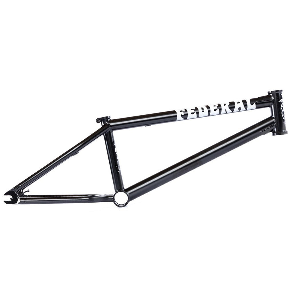 The Federal Boyd 18 Inch ICS2 Frame is a black BMX frame with a white logo, shown side-on against a plain white background—perfect as a durable BMX choice for young riders.