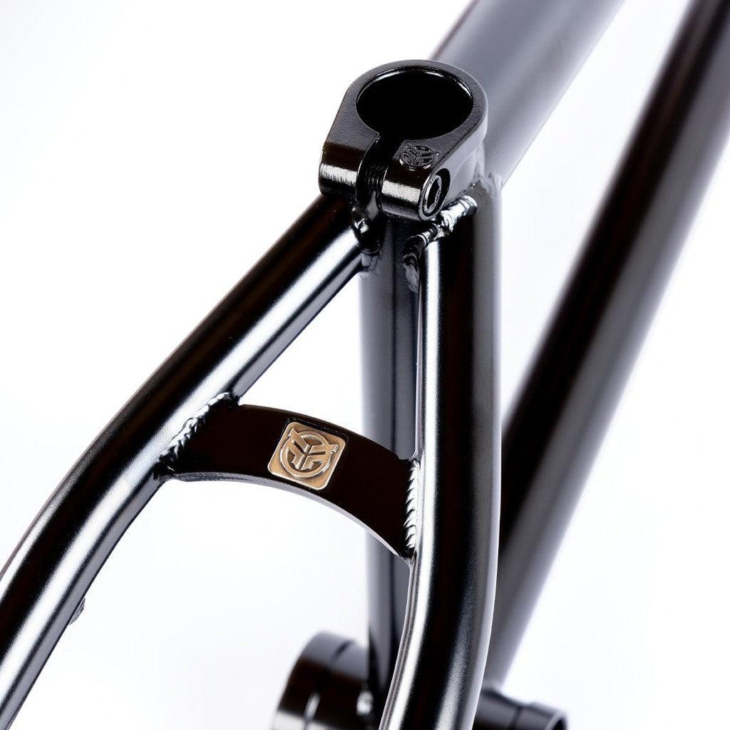 Close-up of the Federal Boyd 18 Inch ICS2 Frame in black, highlighting the rear triangle and seat tube junction with a small geometric metal emblem attached.