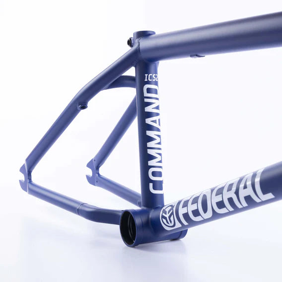 Blue Federal Command ICS2 Frame made from 4130 Chromoly, featuring "COMMAND" and "FEDERAL" printed in white, reminiscent of the famous Federal Command frame.