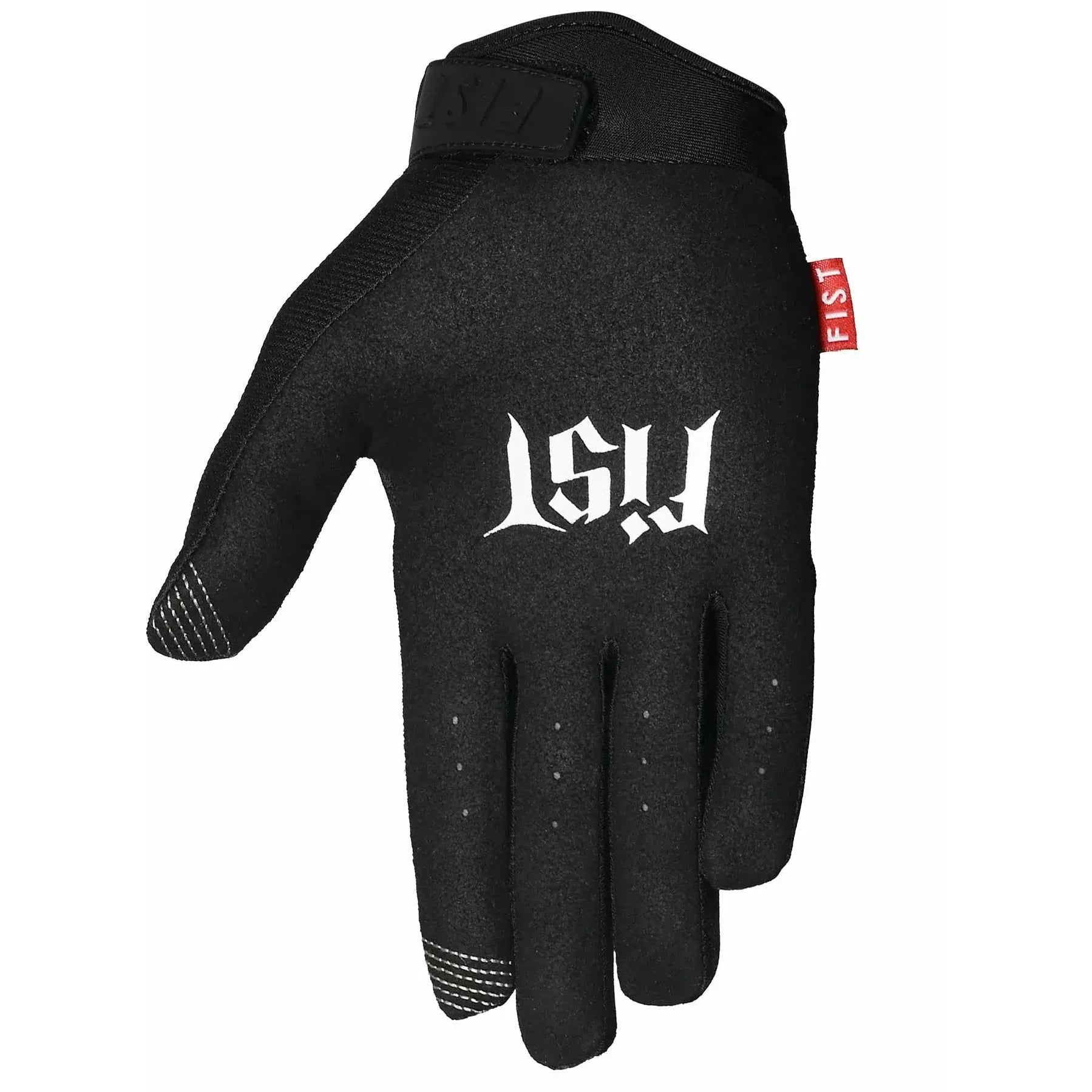 The Fist Dove Glove features a black design with "LSU" text in white on the back, a red "FIST" tag on the wrist, and reinforced stitching on the fingers and thumb. This glove is designed for extended comfort with its lightweight construction and breathable material.