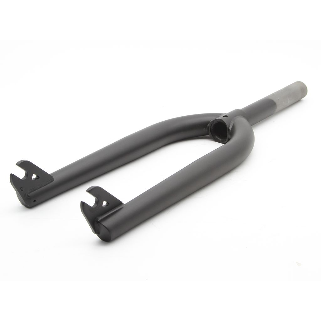 Fit OEM 12 Inch Fork in black displayed on a white background, highlighting the steerer tube and ChromoCompression dropout section for increased durability.