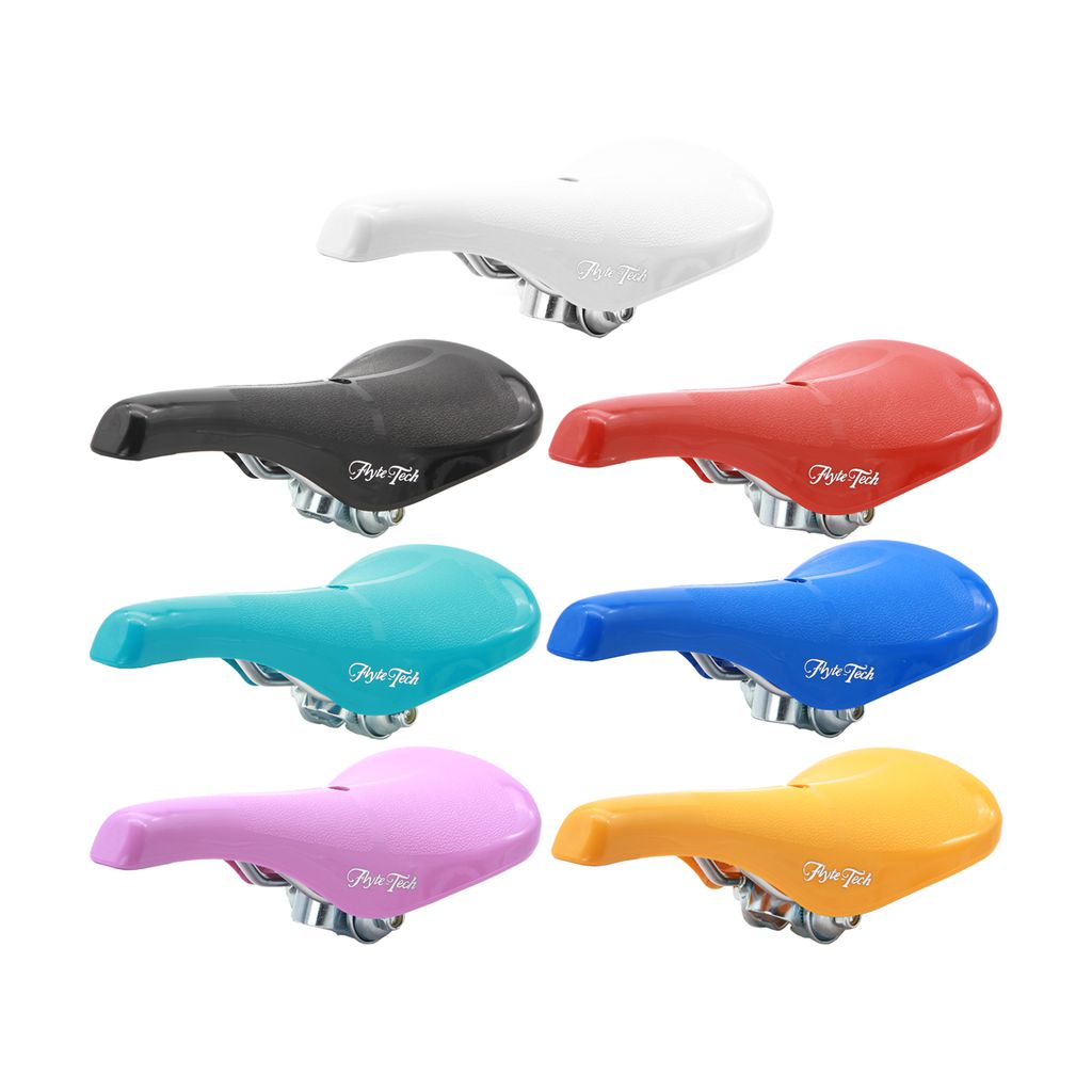 A set of Flyte Tech Aero Railed Seats in different colors.