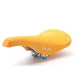 A yellow Flyte Tech Aero Railed seat on a white background.