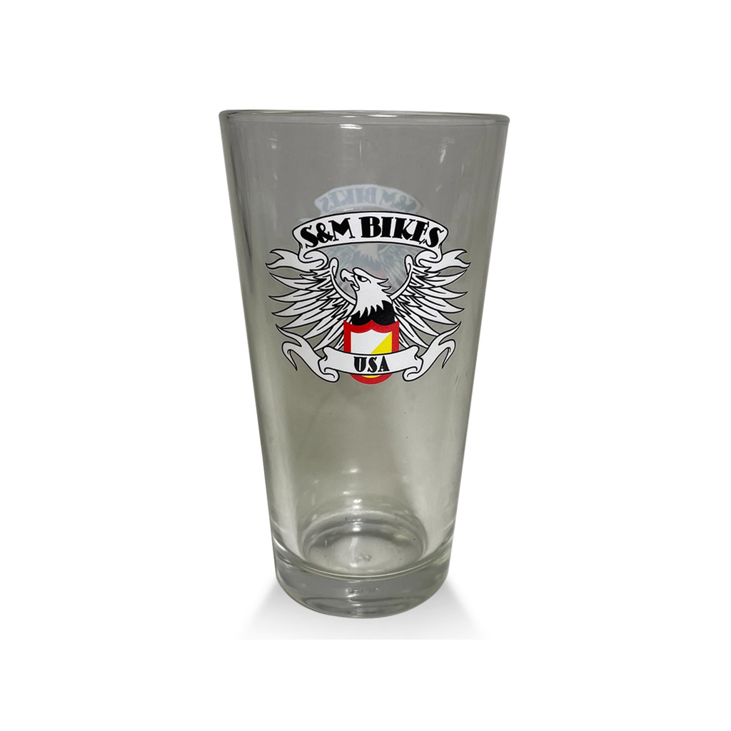 A S&M Libbey Pint Drinking Glass with a full color print of an eagle on it.