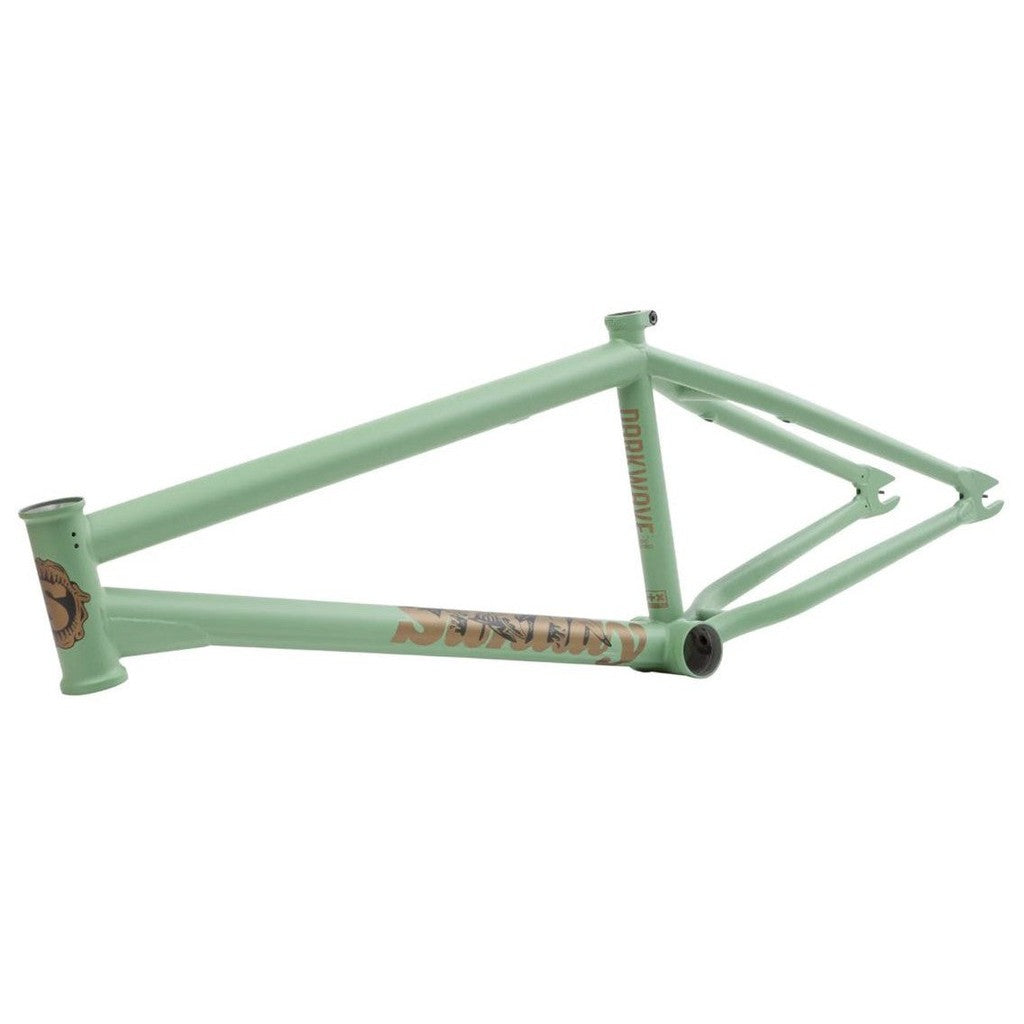 A green Sunday Darkwave Frame (Broc Raiford Signature) with chromoly construction and darkwave graphics.