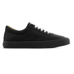 The Higher Crypt Canvas Lace Up Shoes (Black/Black) are low-top BMX shoes with grippy soles, reinforced construction, and a sleek black design, showcased in a side profile view on a white background.